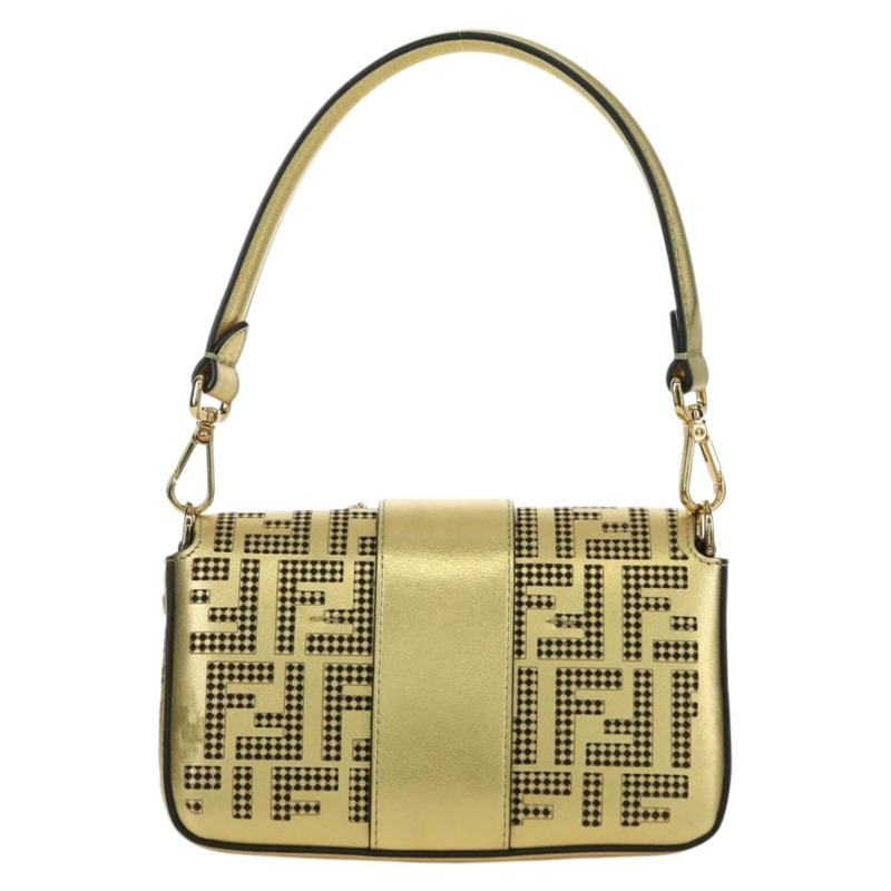 【日本直送】FENDI FENDACE 迷你水桶肩背包 皮革 金色 正品 ARZ750SM-1