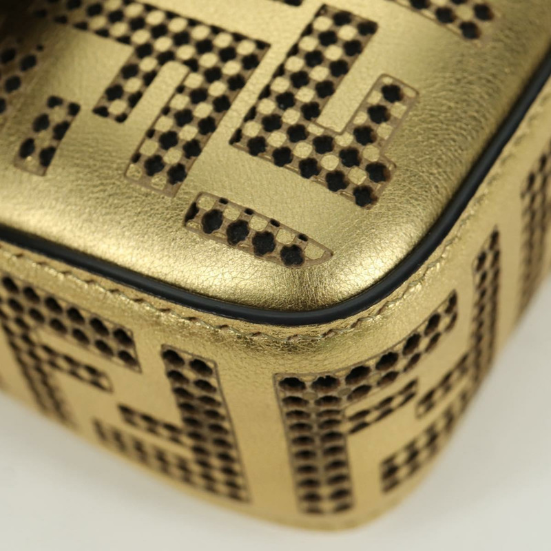 【日本直送】FENDI FENDACE 迷你水桶肩背包 皮革 金色 正品 ARZ750SM-14