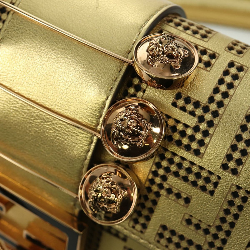 【日本直送】FENDI FENDACE 迷你水桶肩背包 皮革 金色 正品 ARZ750SM-20