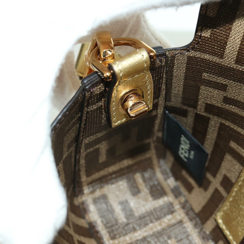 【日本直送】FENDI FENDACE 迷你水桶肩背包 皮革 金色 正品 ARZ750SM-23