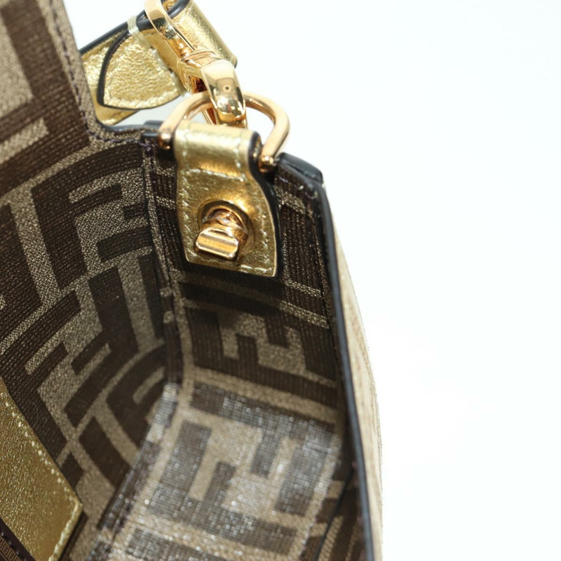 【日本直送】FENDI FENDACE 迷你水桶肩背包 皮革 金色 正品 ARZ750SM-24