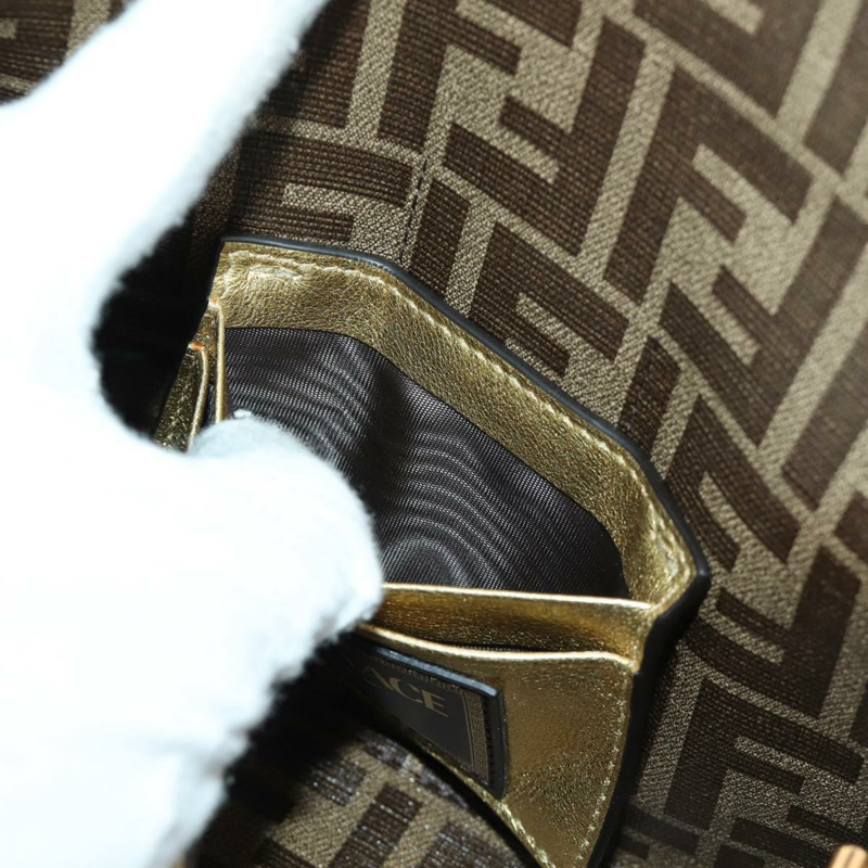 【日本直送】FENDI FENDACE 迷你水桶肩背包 皮革 金色 正品 ARZ750SM-25