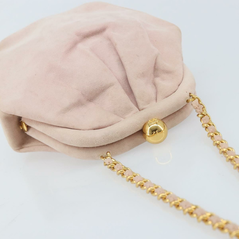 【日本直送】香奈兒鏈背包 粉紅金CC標誌麂皮款 正品 AMZ167A-5