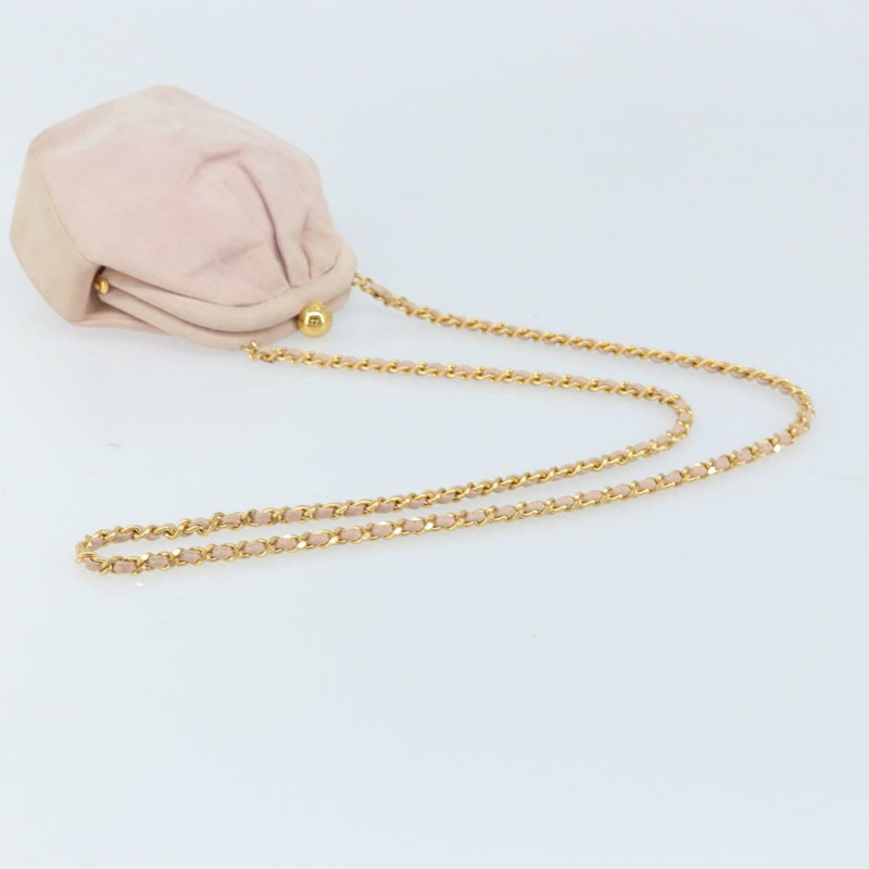 【日本直送】香奈兒鏈背包 粉紅金CC標誌麂皮款 正品 AMZ167A-6