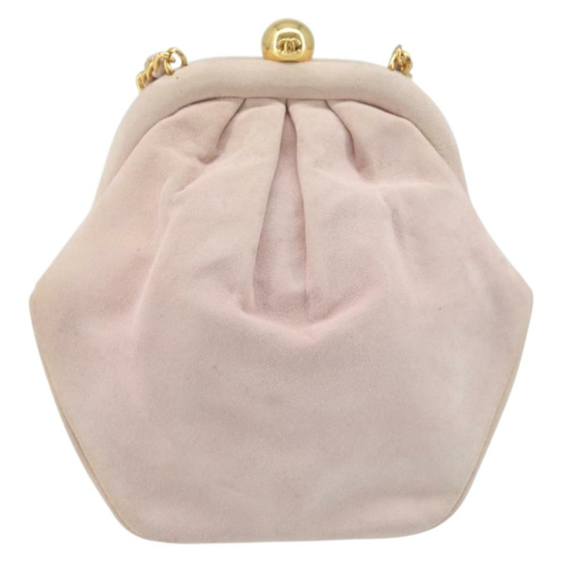 【日本直送】香奈兒鏈背包 粉紅金CC標誌麂皮款 正品 AMZ167A-12