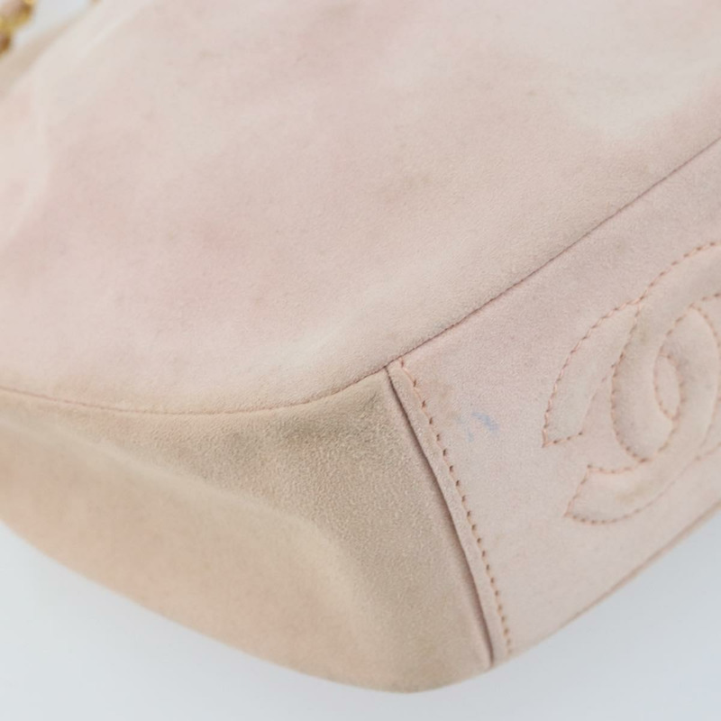 【日本直送】香奈兒鏈背包 粉紅金CC標誌麂皮款 正品 AMZ167A-13