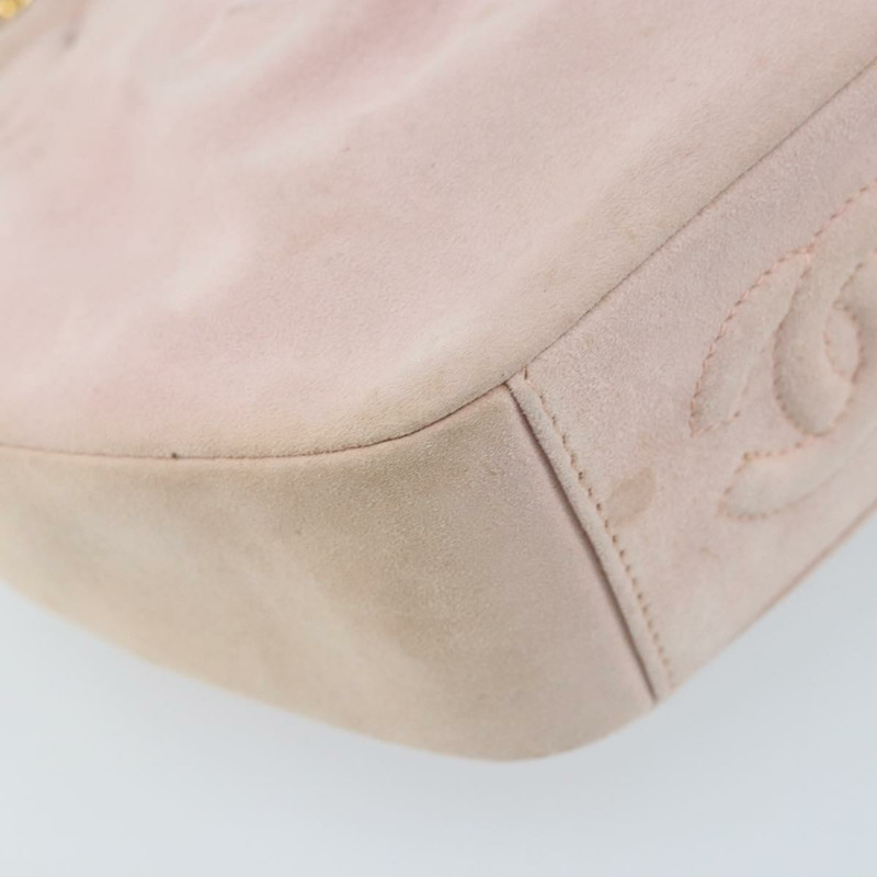 【日本直送】香奈兒鏈背包 粉紅金CC標誌麂皮款 正品 AMZ167A-15