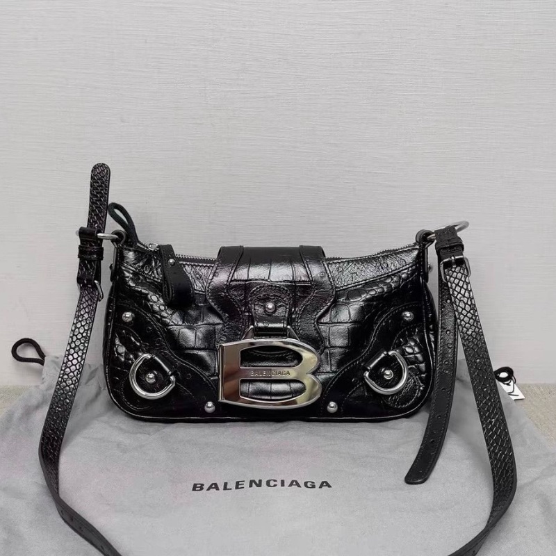 Balenciaga Essex B 鱷魚皮壓紋肩背包 26*5*14cm 9新 配件塵袋-2