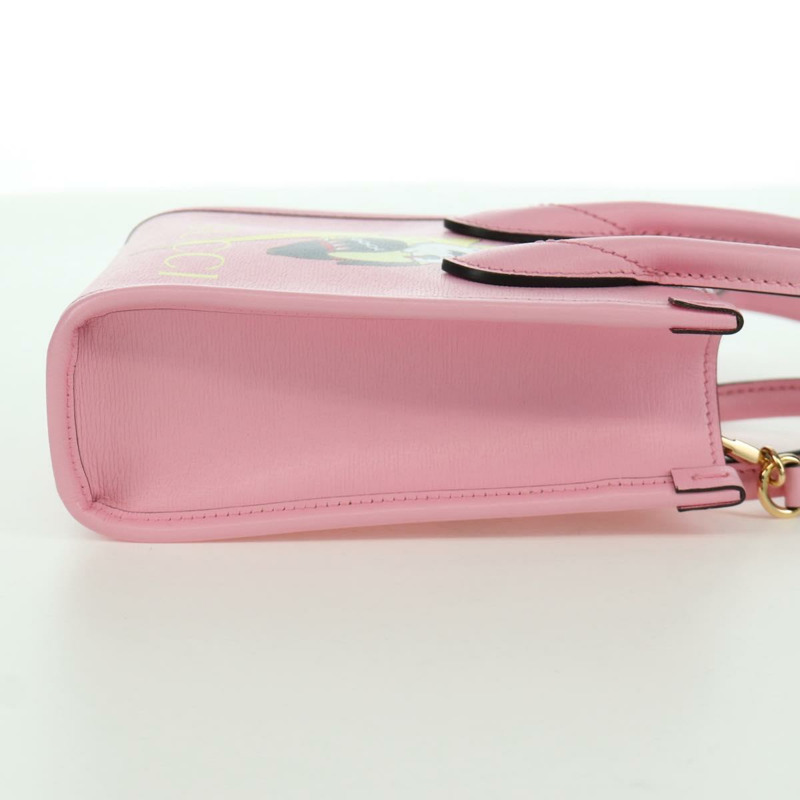 【日本直送】GUCCI Bananya 迷你手提包皮革 2way 玫瑰金 671623 正品 AMZ535M-3