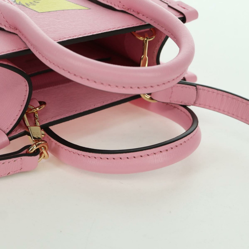 【日本直送】GUCCI Bananya 迷你手提包皮革 2way 玫瑰金 671623 正品 AMZ535M-6
