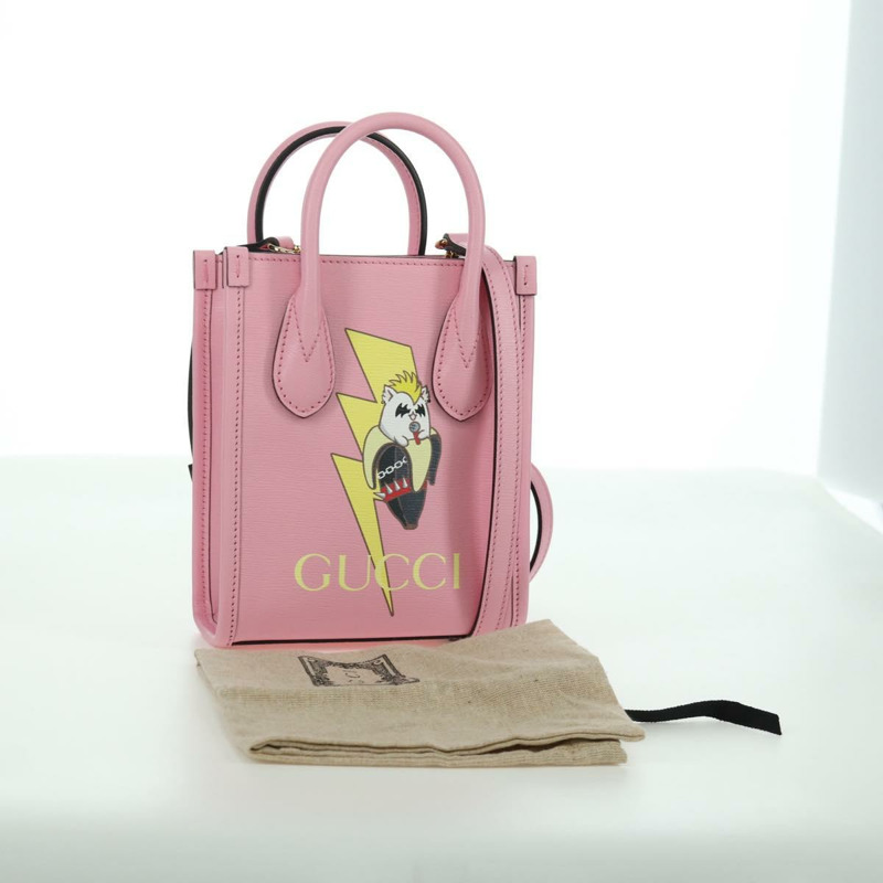 【日本直送】GUCCI Bananya 迷你手提包皮革 2way 玫瑰金 671623 正品 AMZ535M-11