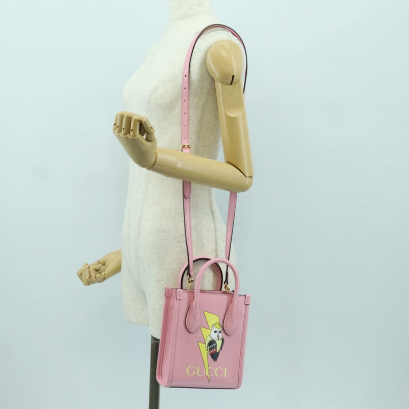 【日本直送】GUCCI Bananya 迷你手提包皮革 2way 玫瑰金 671623 正品 AMZ535M-25