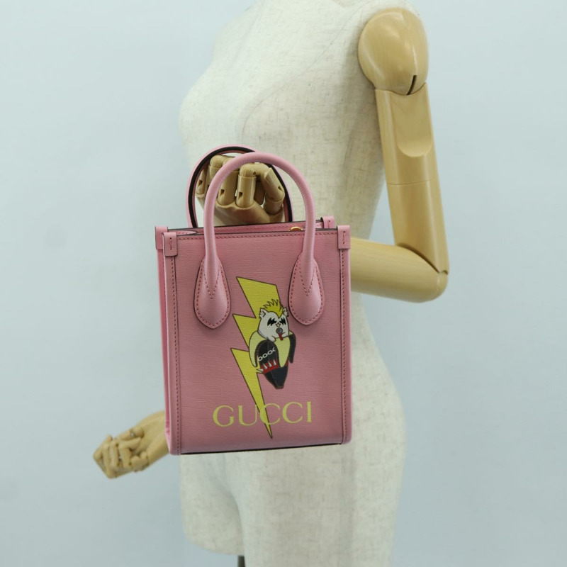 【日本直送】GUCCI Bananya 迷你手提包皮革 2way 玫瑰金 671623 正品 AMZ534M-25
