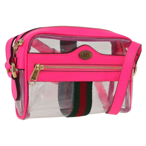 GUCCI Web Sherry Line 單肩包 透明粉紅 517350 正品 YKZ583A