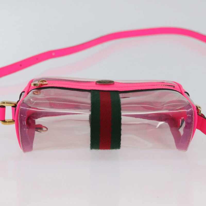 【日本直送】GUCCI Web Sherry Line 單肩包 透明粉紅 517350 正品 YKZ583A-4