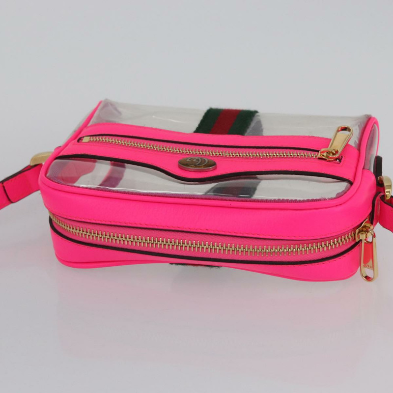 【日本直送】GUCCI Web Sherry Line 單肩包 透明粉紅 517350 正品 YKZ583A-5