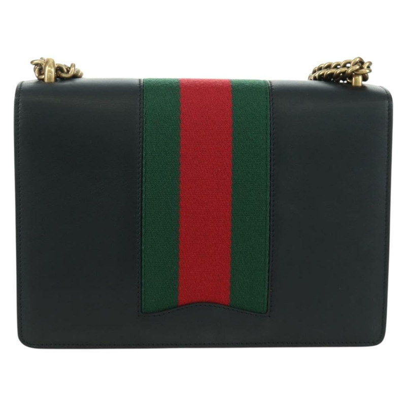 【日本直送】GUCCI 鏈條編織雪莉線單肩包，黑色金色皮革，貨號 432280，正品 YKZ566M-1