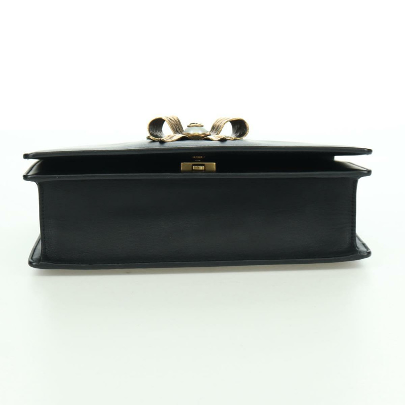 【日本直送】GUCCI 鏈條編織雪莉線單肩包，黑色金色皮革，貨號 432280，正品 YKZ566M-4