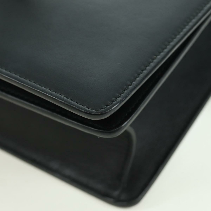 【日本直送】GUCCI 鏈條編織雪莉線單肩包，黑色金色皮革，貨號 432280，正品 YKZ566M-13