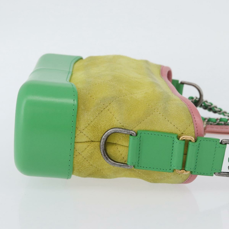 【日本直送】香奈兒 (CHANEL) Gabriel Dohobo 鏈條肩背包，絨面革材質，綠色金色，CC標誌，正品編號 ka3407A-2