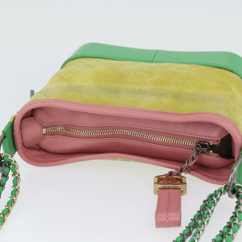 【日本直送】香奈兒 (CHANEL) Gabriel Dohobo 鏈條肩背包，絨面革材質，綠色金色，CC標誌，正品編號 ka3407A-6