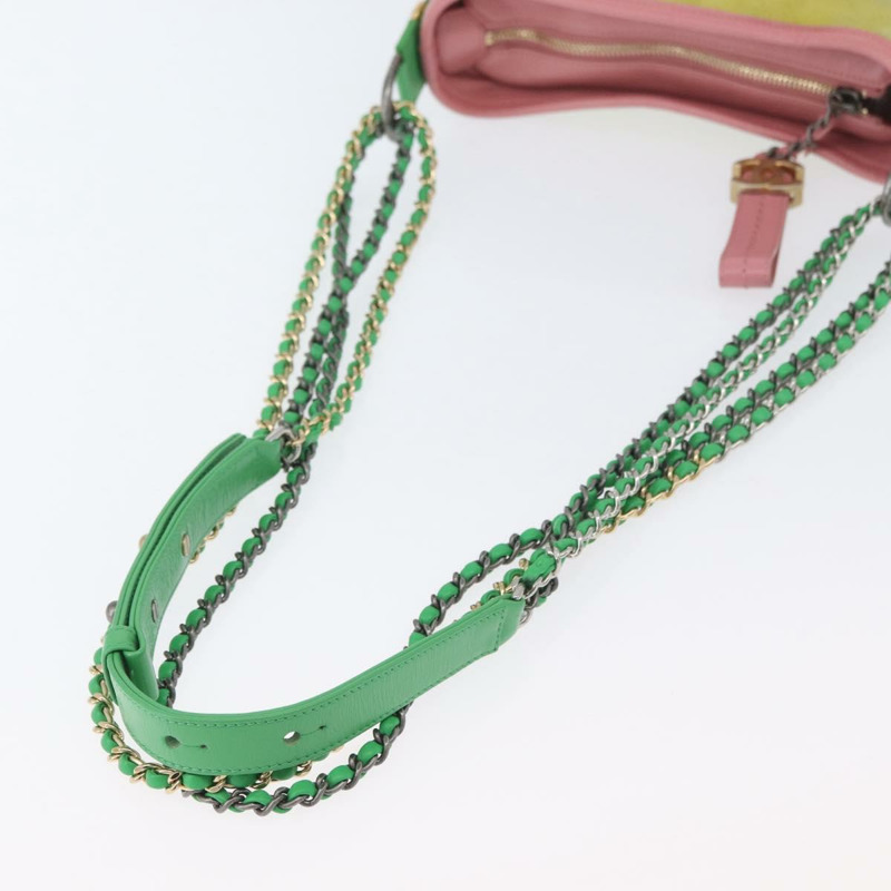 【日本直送】香奈兒 (CHANEL) Gabriel Dohobo 鏈條肩背包，絨面革材質，綠色金色，CC標誌，正品編號 ka3407A-7