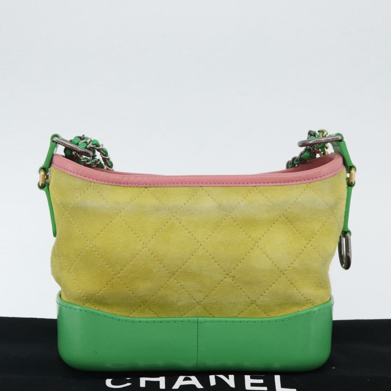 【日本直送】香奈兒 (CHANEL) Gabriel Dohobo 鏈條肩背包，絨面革材質，綠色金色，CC標誌，正品編號 ka3407A-11