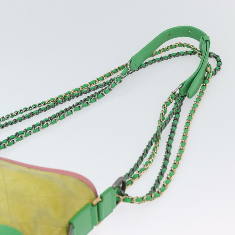 【日本直送】香奈兒 (CHANEL) Gabriel Dohobo 鏈條肩背包，絨面革材質，綠色金色，CC標誌，正品編號 ka3407A-13