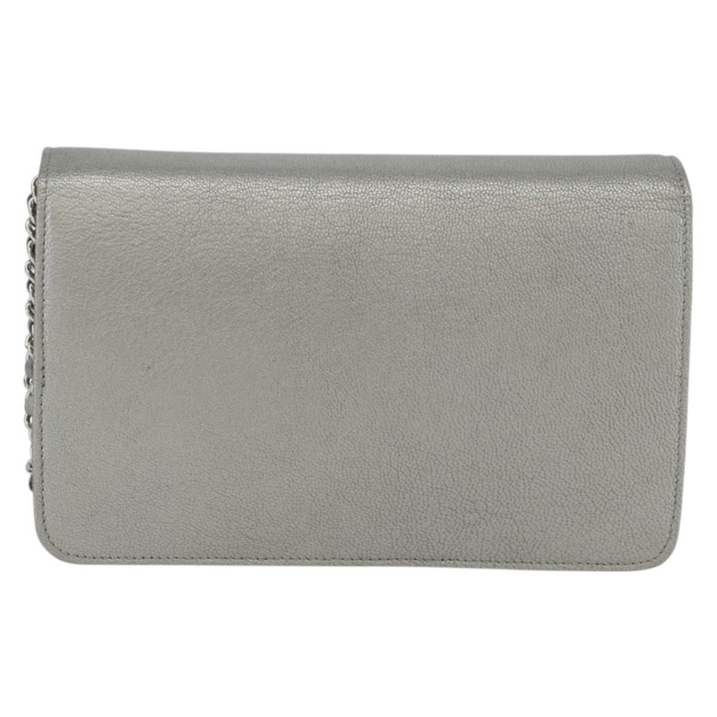 【日本直送】香奈兒鏈皮夾單肩包 皮革 銀色 CC 正品 ka3340SAV-1