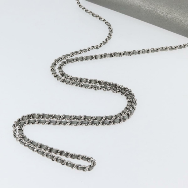 【日本直送】香奈兒鏈皮夾單肩包 皮革 銀色 CC 正品 ka3340SAV-6