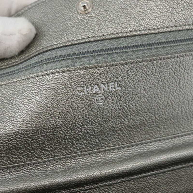 【日本直送】香奈兒鏈皮夾單肩包 皮革 銀色 CC 正品 ka3340SAV-22