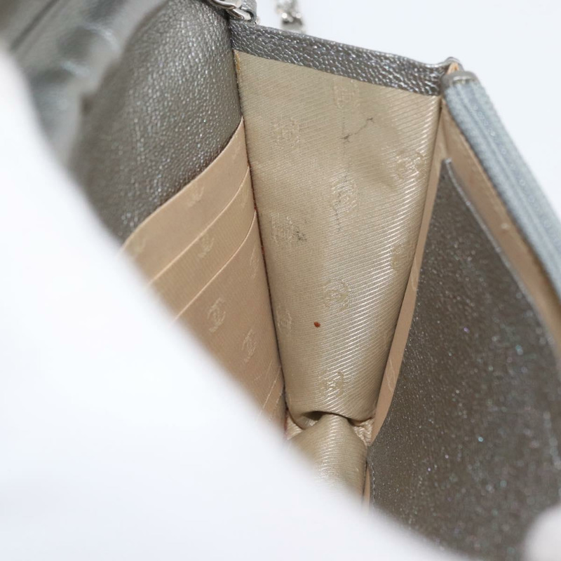 【日本直送】香奈兒鏈皮夾單肩包 皮革 銀色 CC 正品 ka3340SAV-24