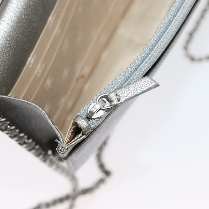 【日本直送】香奈兒鏈皮夾單肩包 皮革 銀色 CC 正品 ka3340SAV-27