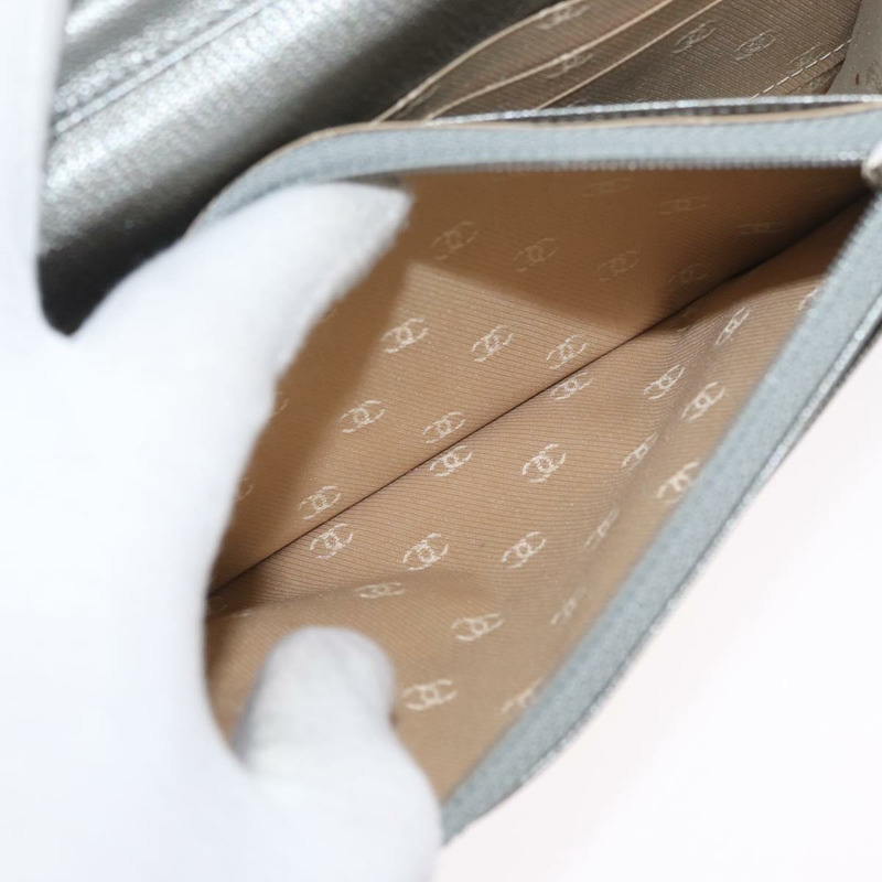 【日本直送】香奈兒鏈皮夾單肩包 皮革 銀色 CC 正品 ka3340SAV-28