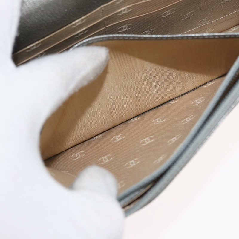 【日本直送】香奈兒鏈皮夾單肩包 皮革 銀色 CC 正品 ka3340SAV-29