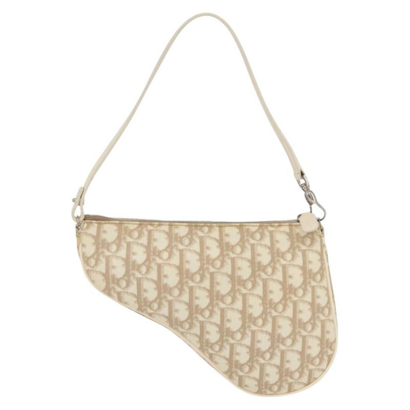 【日本直送】Christian Dior Trotter帆布刺繡馬鞍包 PVC 米色 正品 BAZ521V-1