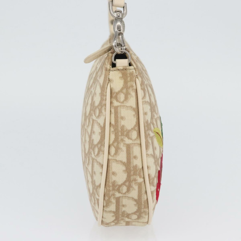 【日本直送】Christian Dior Trotter帆布刺繡馬鞍包 PVC 米色 正品 BAZ521V-3