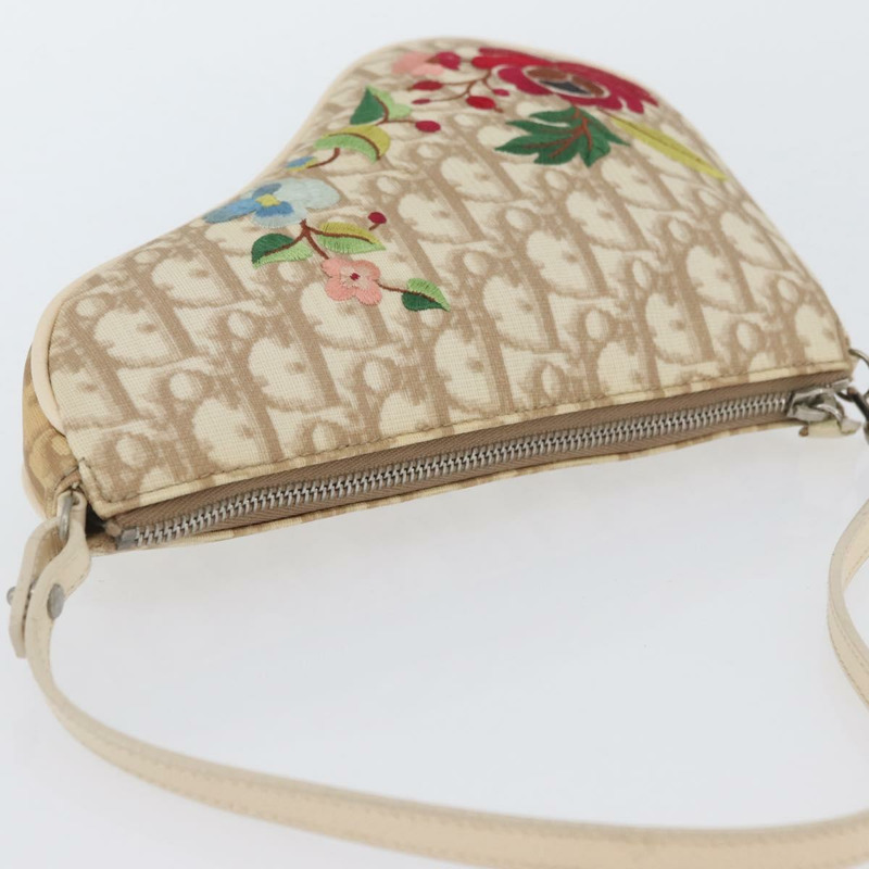 【日本直送】Christian Dior Trotter帆布刺繡馬鞍包 PVC 米色 正品 BAZ521V-5