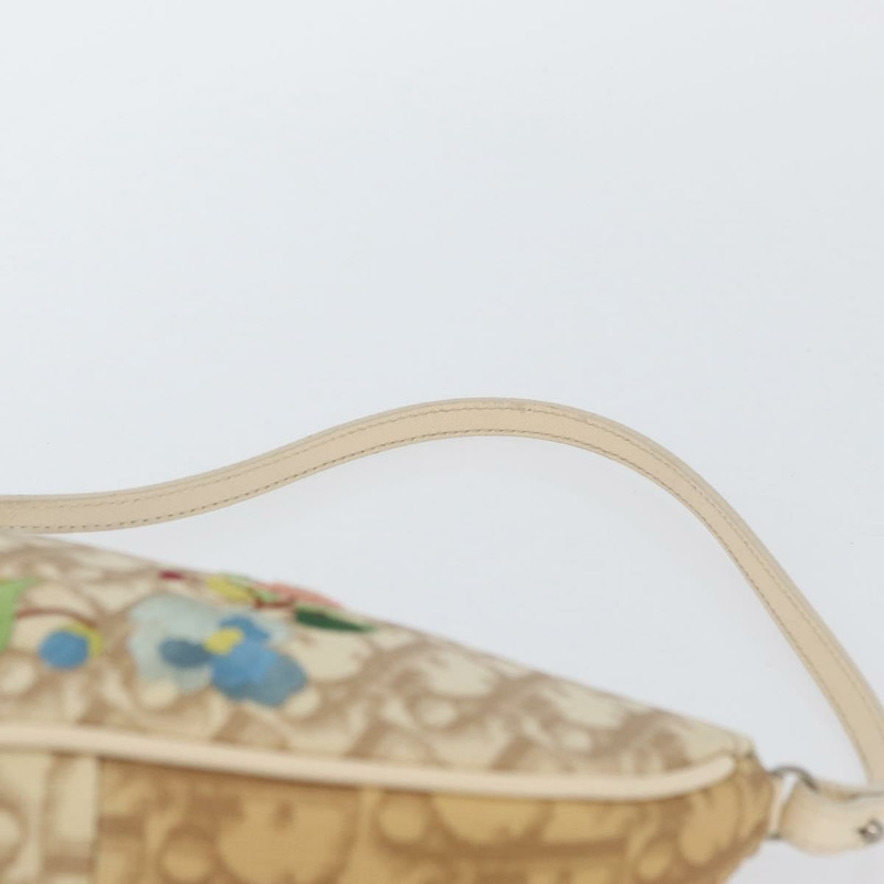 【日本直送】Christian Dior Trotter帆布刺繡馬鞍包 PVC 米色 正品 BAZ521V-13