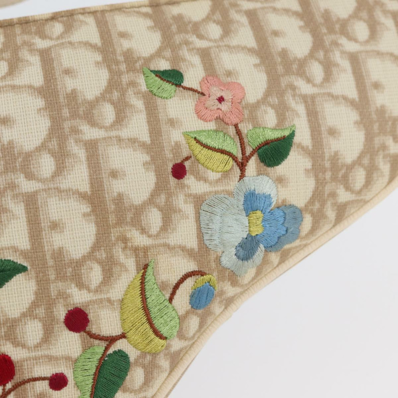 【日本直送】Christian Dior Trotter帆布刺繡馬鞍包 PVC 米色 正品 BAZ521V-18