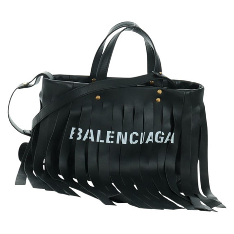 BALENCIAGA Laundry Cabas 手提包 皮革 2way 黑色 金色 517842 正品 SW2252SM