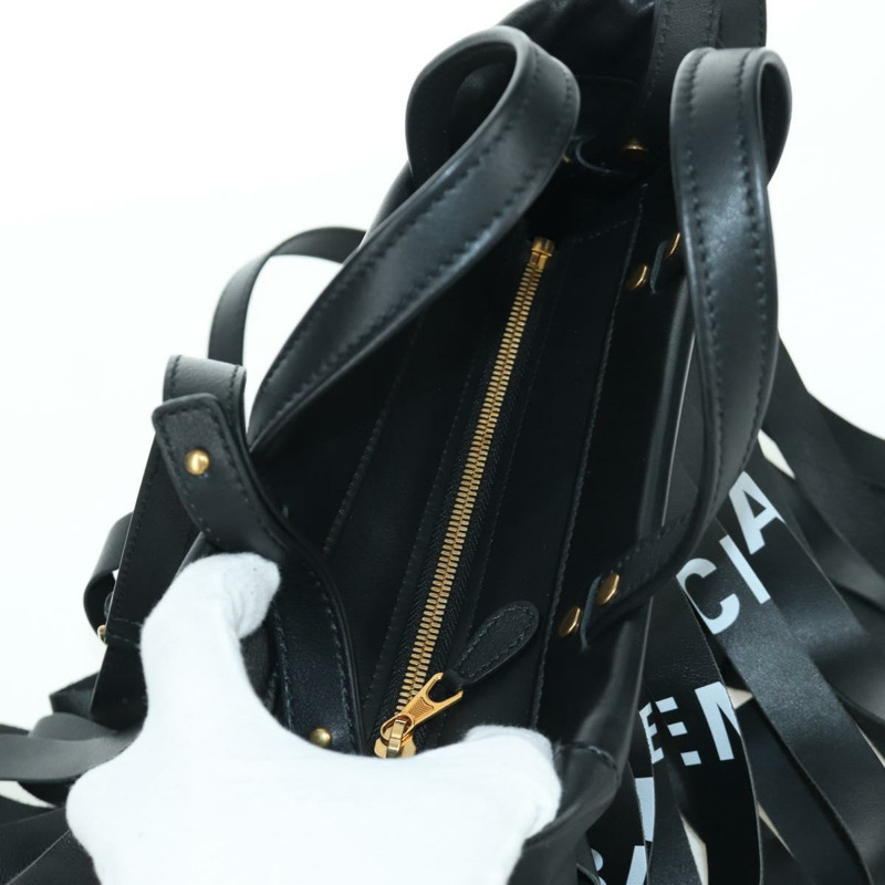 【日本直送】BALENCIAGA Laundry Cabas 手提包 皮革 2way 黑色 金色 517842 正品 SW2252SM-8