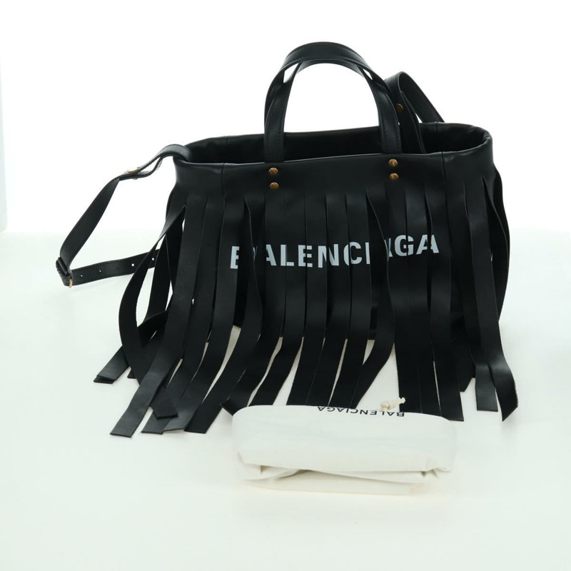 【日本直送】BALENCIAGA Laundry Cabas 手提包 皮革 2way 黑色 金色 517842 正品 SW2252SM-11