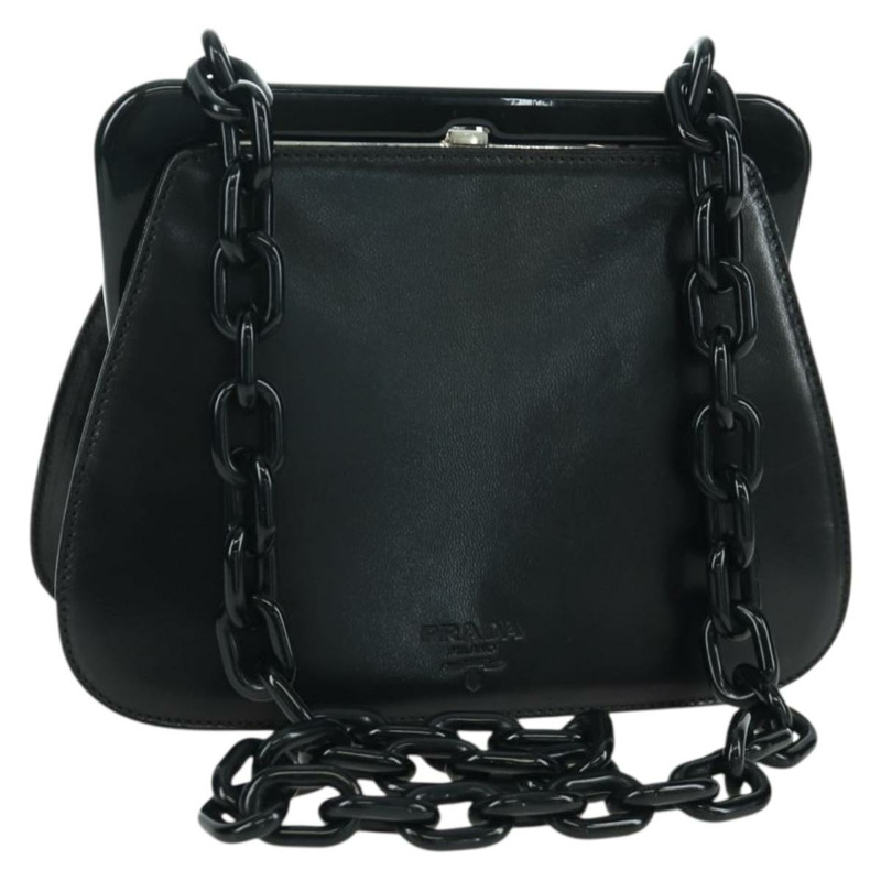 【日本直送】PRADA 塑膠鏈條單肩包 皮革 黑色 正品 SW2251V-0