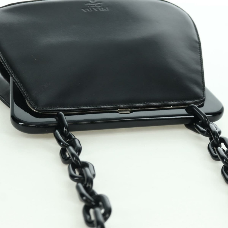 【日本直送】PRADA 塑膠鏈條單肩包 皮革 黑色 正品 SW2251V-5