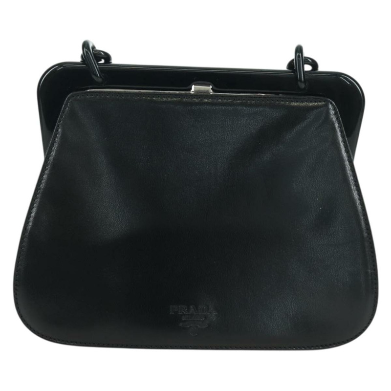 【日本直送】PRADA 塑膠鏈條單肩包 皮革 黑色 正品 SW2251V-12