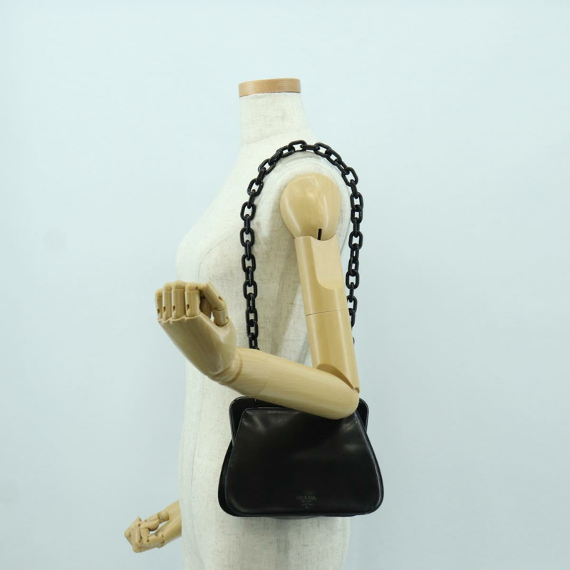 【日本直送】PRADA 塑膠鏈條單肩包 皮革 黑色 正品 SW2251V-20