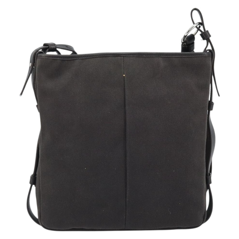 【日本直送】SAINT LAURENT Mombasa 單肩包 帆布皮革 深棕色 銀色 Auth hk3606V-1