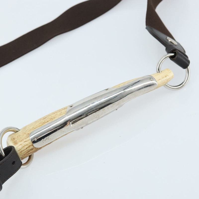 【日本直送】SAINT LAURENT Mombasa 單肩包 帆布皮革 深棕色 銀色 Auth hk3606V-7