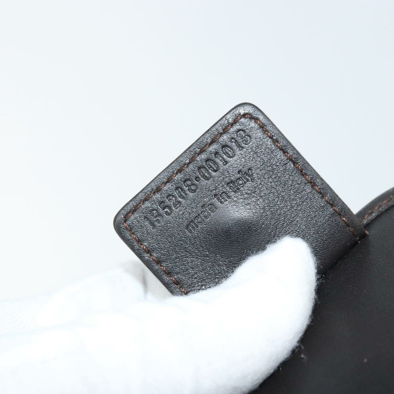 【日本直送】SAINT LAURENT Mombasa 單肩包 帆布皮革 深棕色 銀色 Auth hk3606V-10